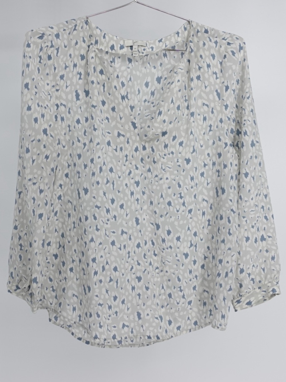 JOIE 100% Silk Blue Gray Printed Blouse Size M